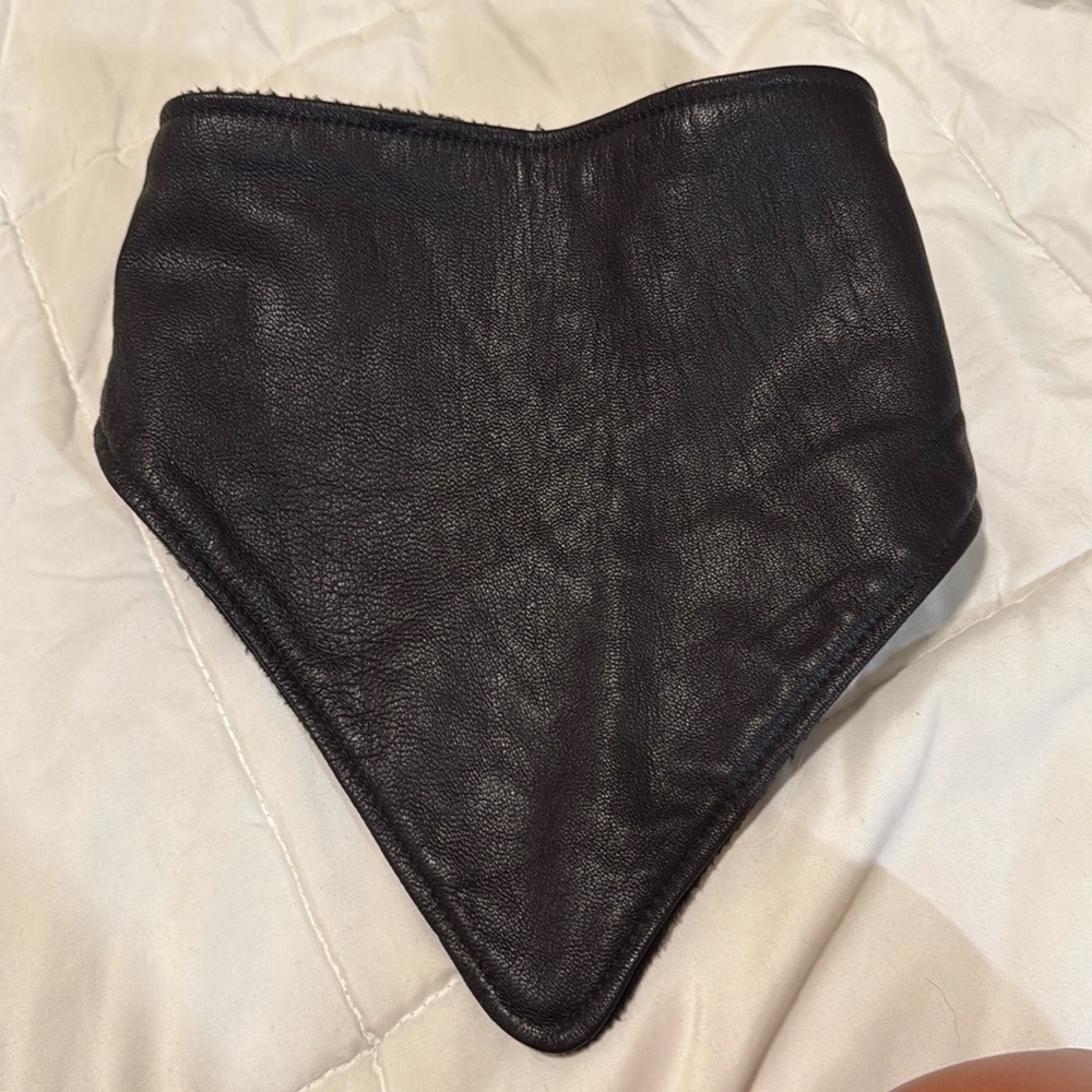 Black Leather Unisex Adjustable Motorcycle/Ski Face Mask